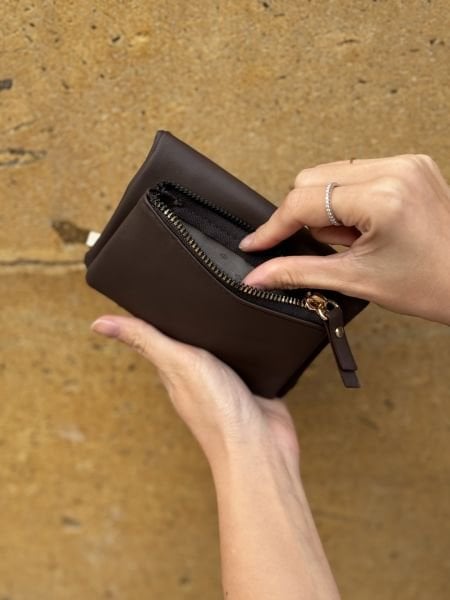 Yumuşak Deri Kadın Cüzdanı Acıkahve