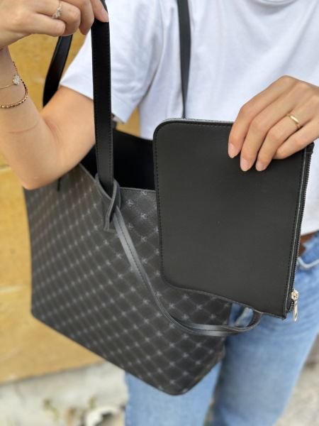 Bangui Cüzdanlı Siyah Omuz Çantası