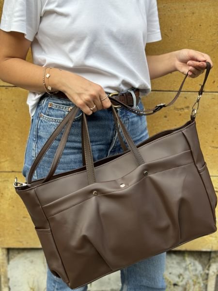 Büyük Su Geçirmez Acıkahve Omuz Çantası