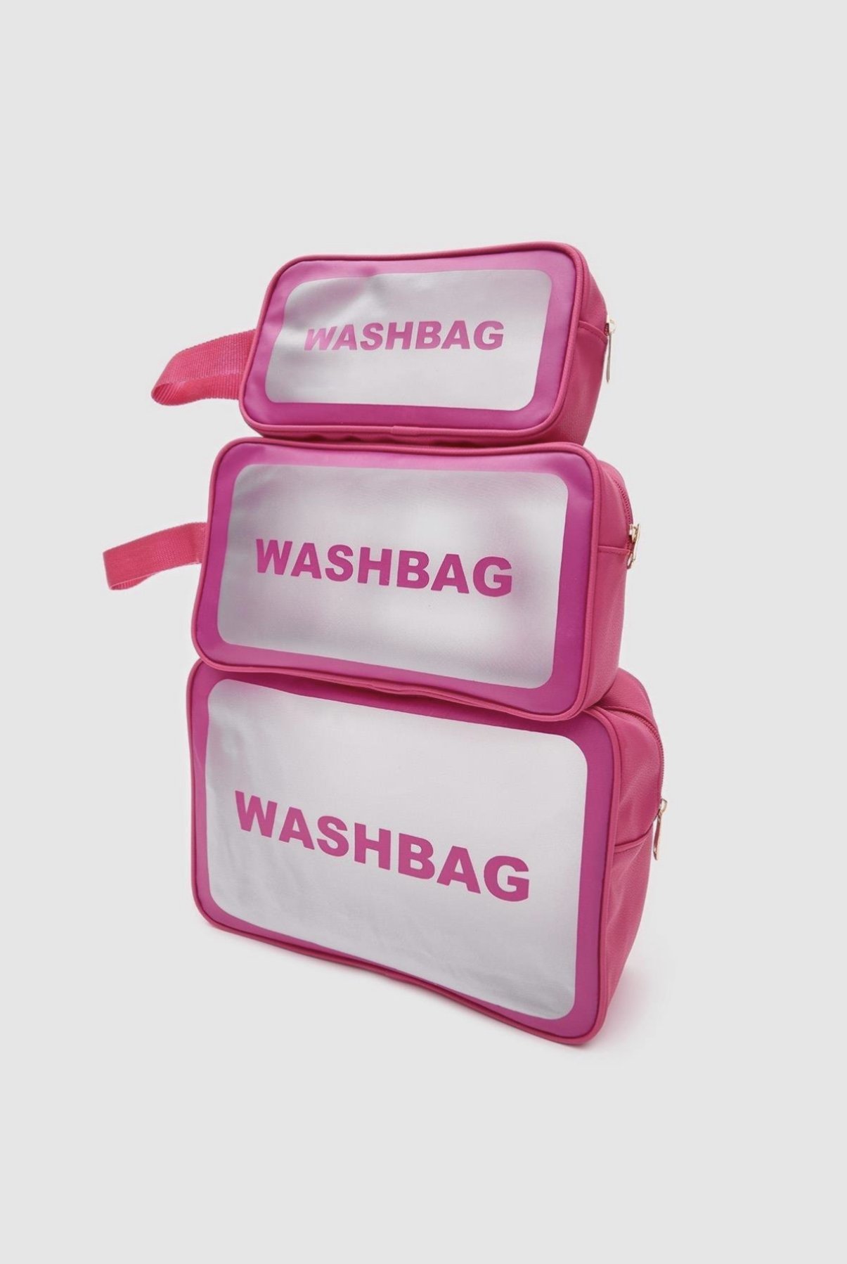 Wash Bag Su Geçirmez 3’lü Kozmetik Çantası Fuşya