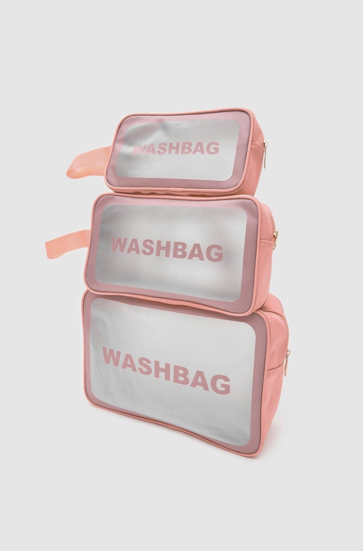 Wash Bag Su Geçirmez 3’lü Kozmetik Çantası Pembe
