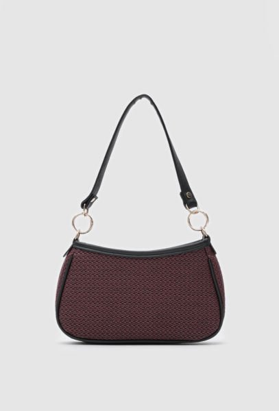 Hasır Görünümlü Bordo Baget Çanta