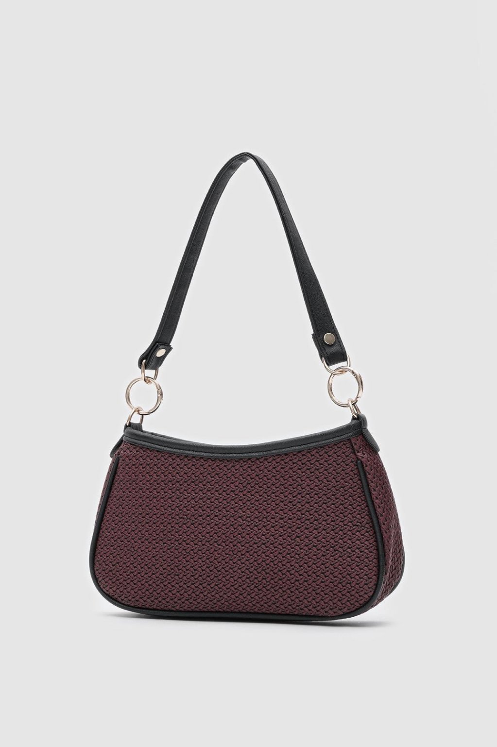 Hasır Görünümlü Bordo Baget Çanta