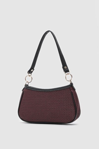 Hasır Görünümlü Bordo Baget Çanta