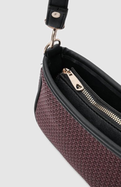 Hasır Görünümlü Bordo Baget Çanta