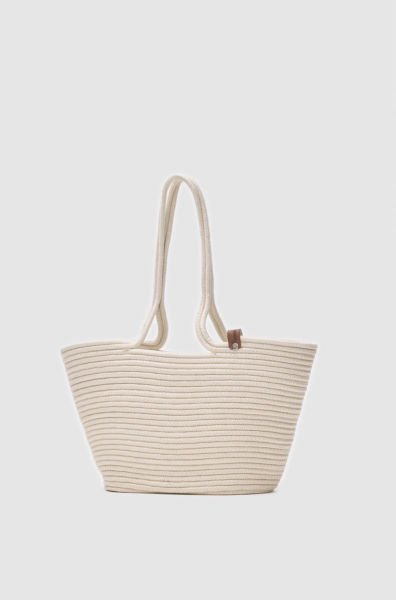 Cocos Krem Handmade Hasır Omuz Çantası