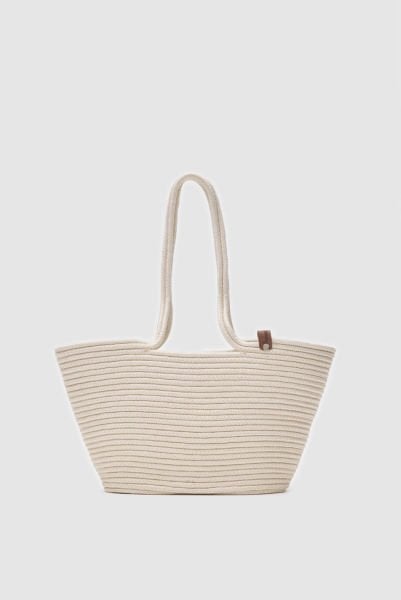 Cocos Krem Handmade Hasır Omuz Çantası
