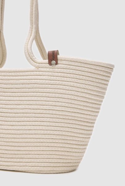 Cocos Krem Handmade Hasır Omuz Çantası