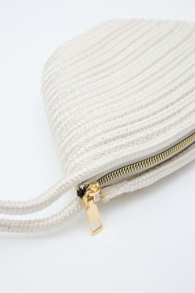 İbiza Krem Handmade Hasır Clutch Çanta