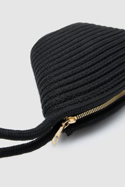 İbiza Siyah Handmade Hasır Clutch Çanta