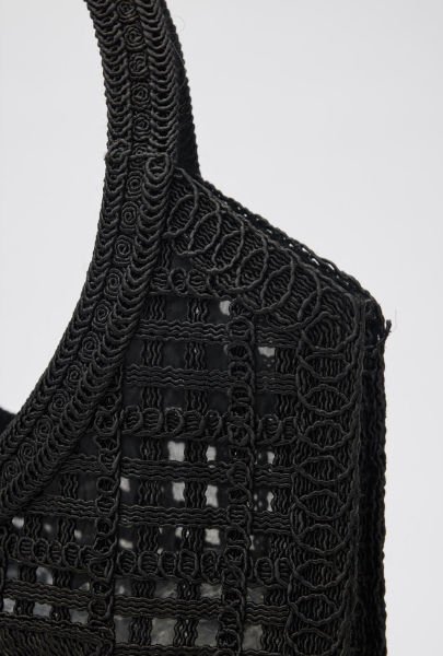 Santorini Siyah Handmade Makrome Tote Çanta