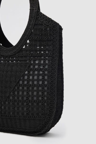 Santorini Siyah Handmade Makrome Tote Çanta