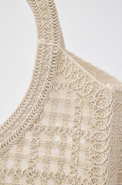 Santorini Krem Handmade Makrome Tote Çanta