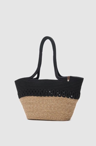 Cocos Siyah Handmade Hasır Omuz Çantası