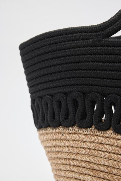 Cocos Siyah Handmade Hasır Omuz Çantası