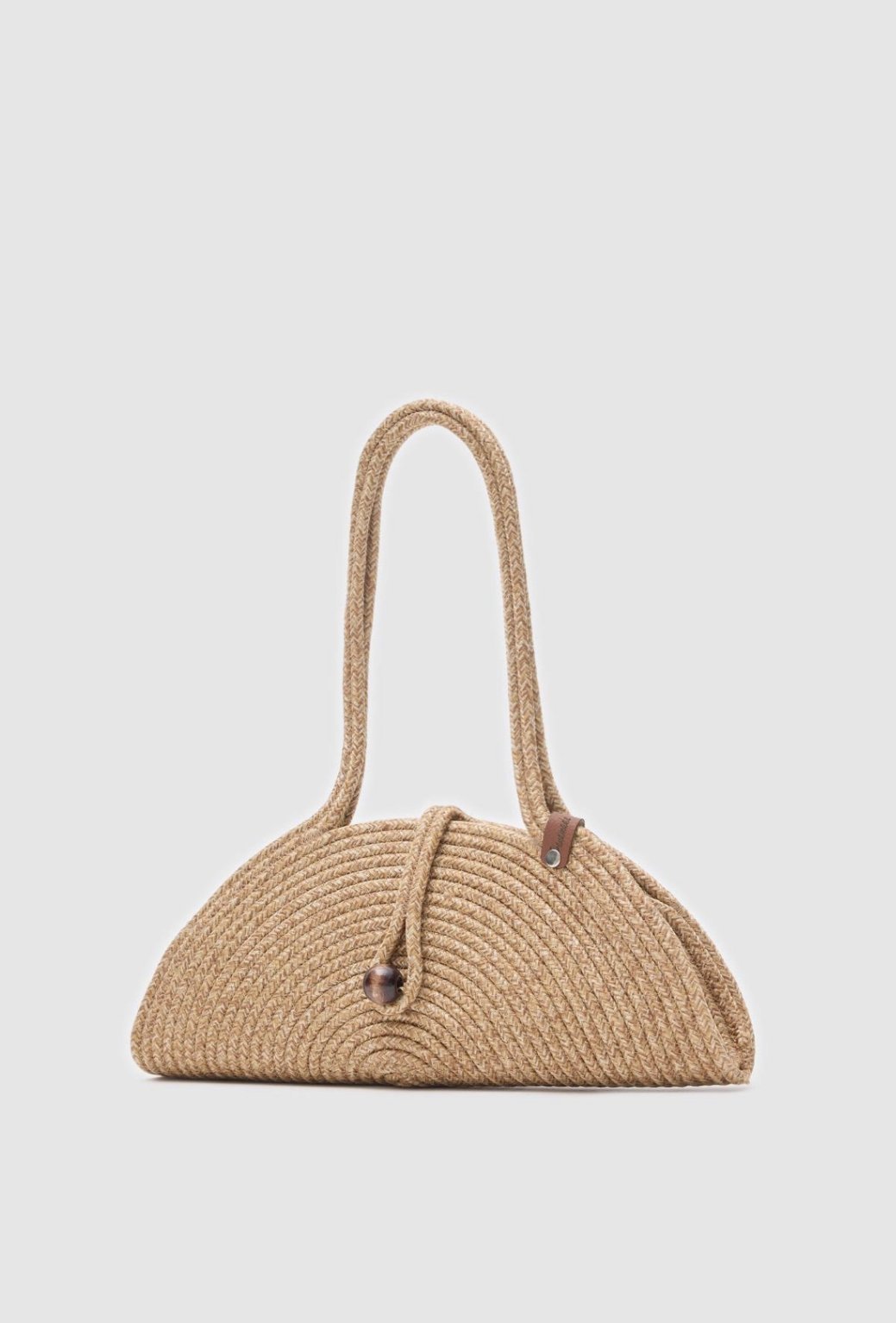 Jimy Vizon Düğmeli Handmade Hasır Omuz Çantası