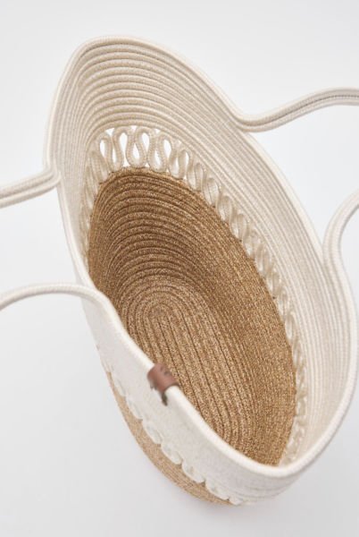 Cocos Krem Handmade Hasır Omuz Çantası