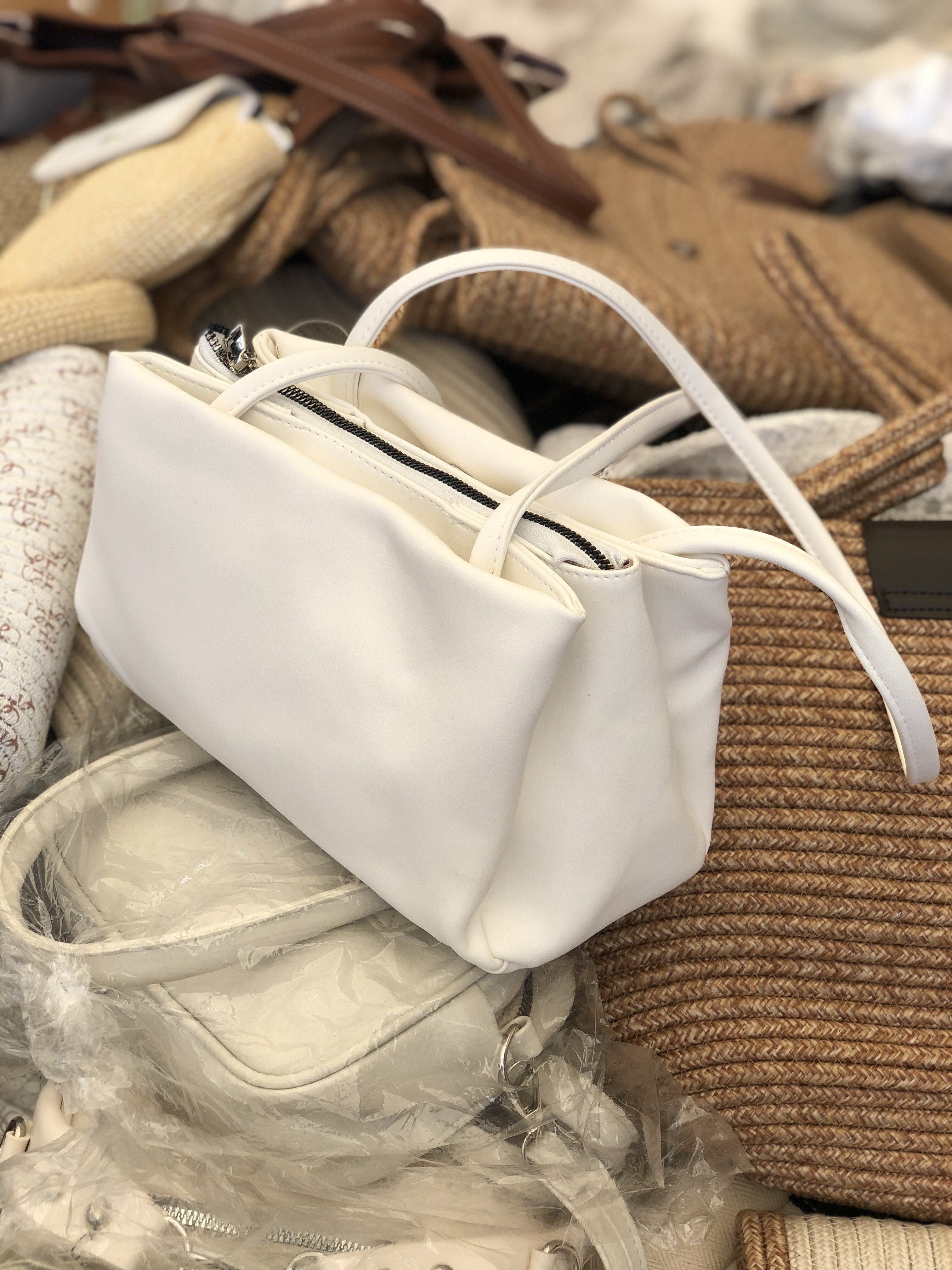Vintage Baget Çanta Beyaz