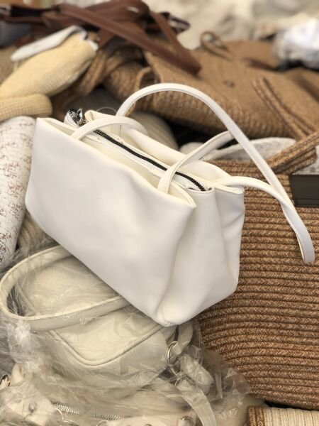 Vintage Baget Çanta Beyaz