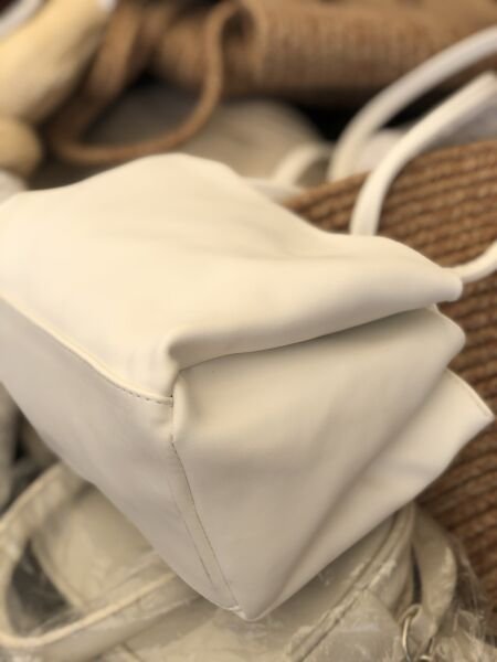 Vintage Baget Çanta Beyaz