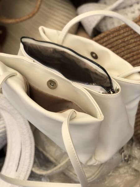 Vintage Baget Çanta Beyaz