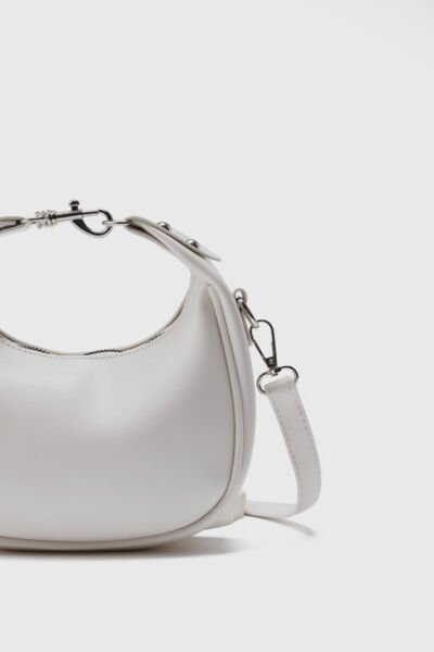 Kilit Detaylı Çapraz Çanta Krem