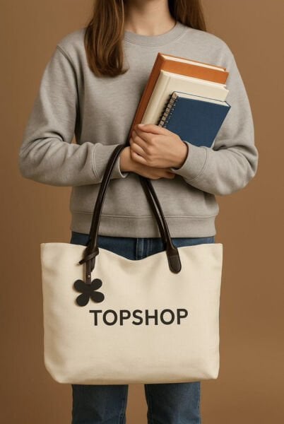 Topshop Kanvas Omuz Çantası Kahverengi