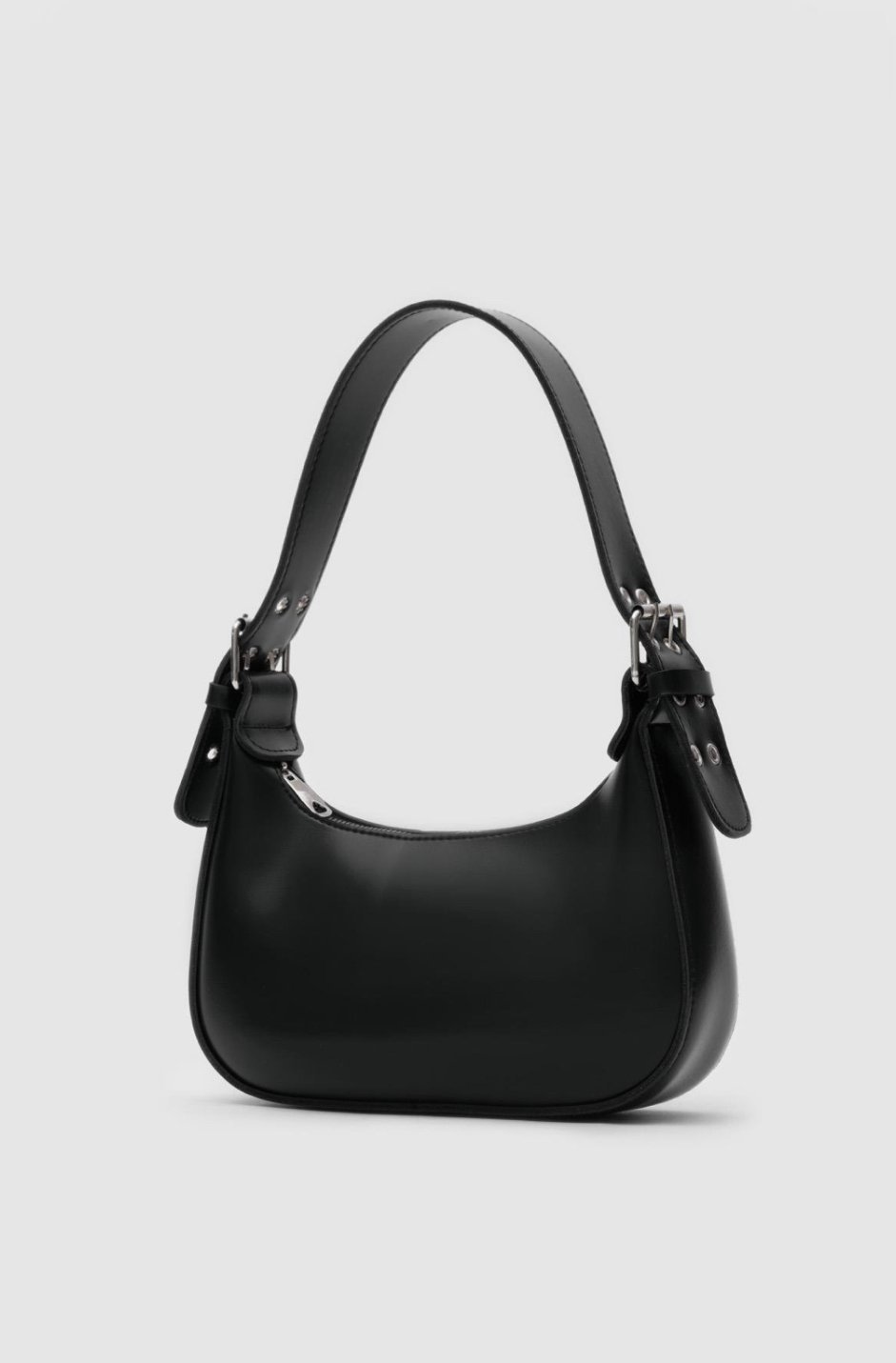 Oval Baget Çanta Siyah