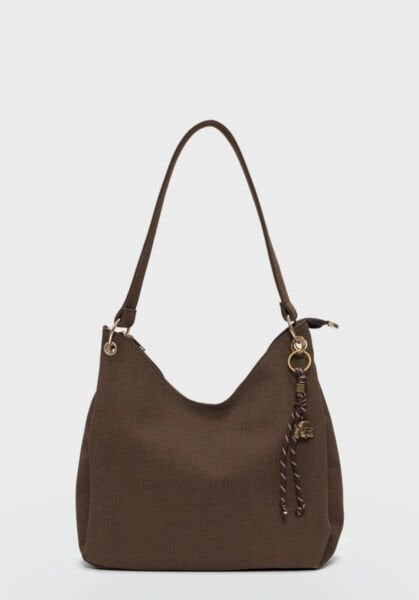 Charmlı Omuz Çantası Kahve