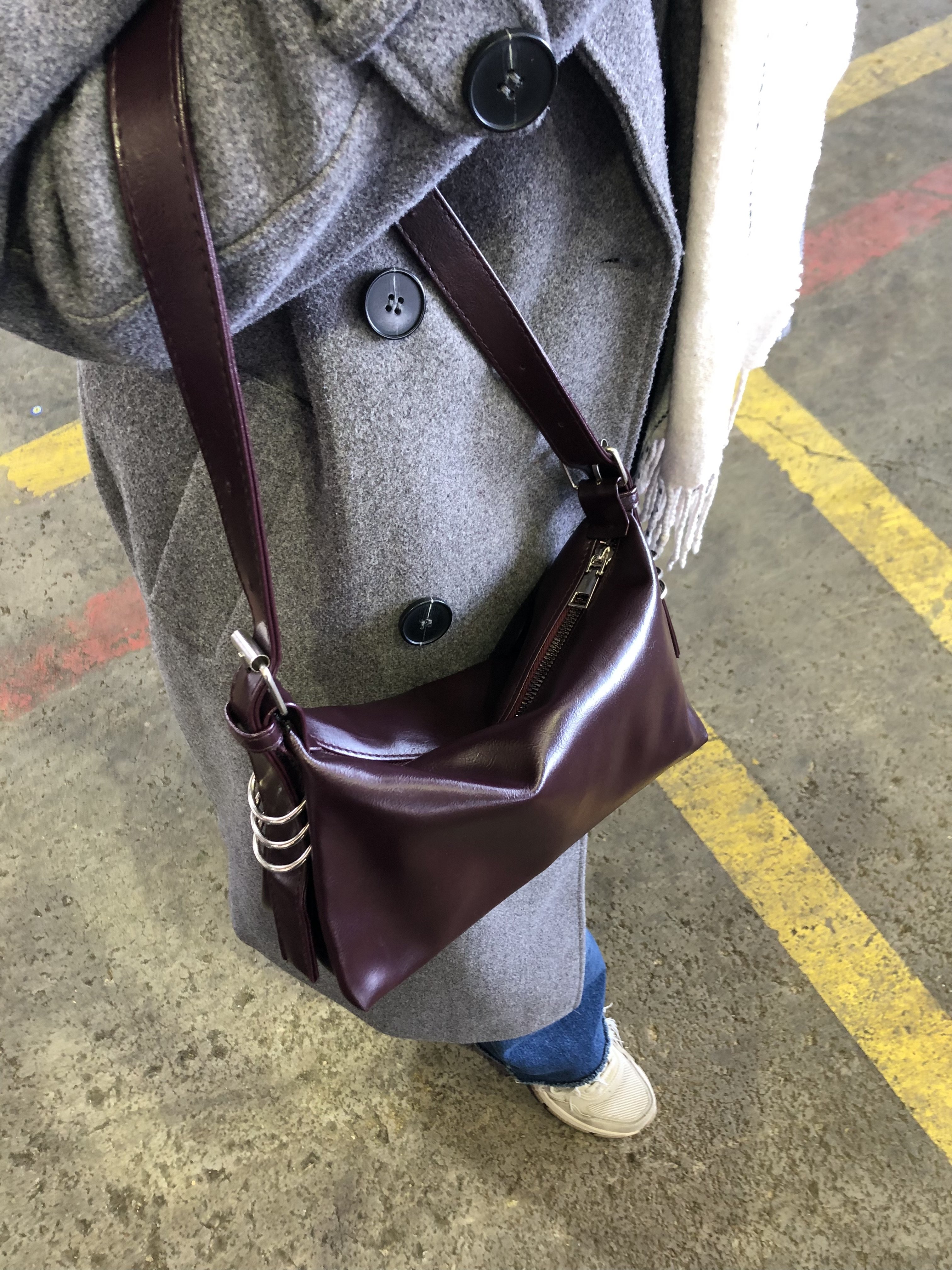 Halka Detaylı Baget Çanta Mürdüm