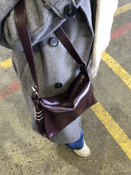 Halka Detaylı Baget Çanta Mürdüm