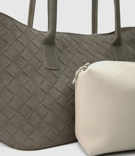 Süet Shopper Omuz Çantası Vizon