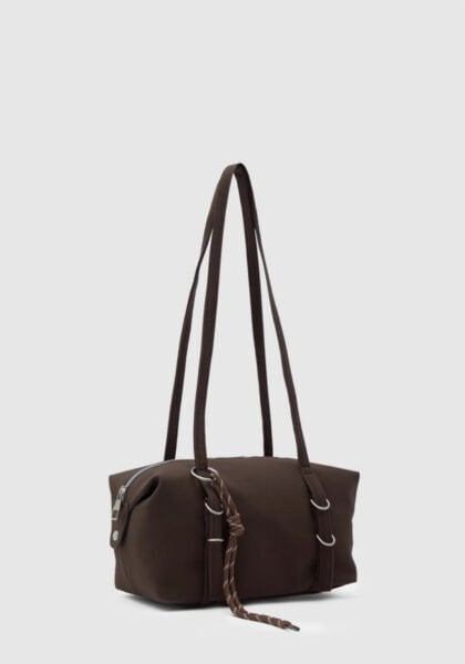 Süet Charmlı Omuz Çantası Kahve