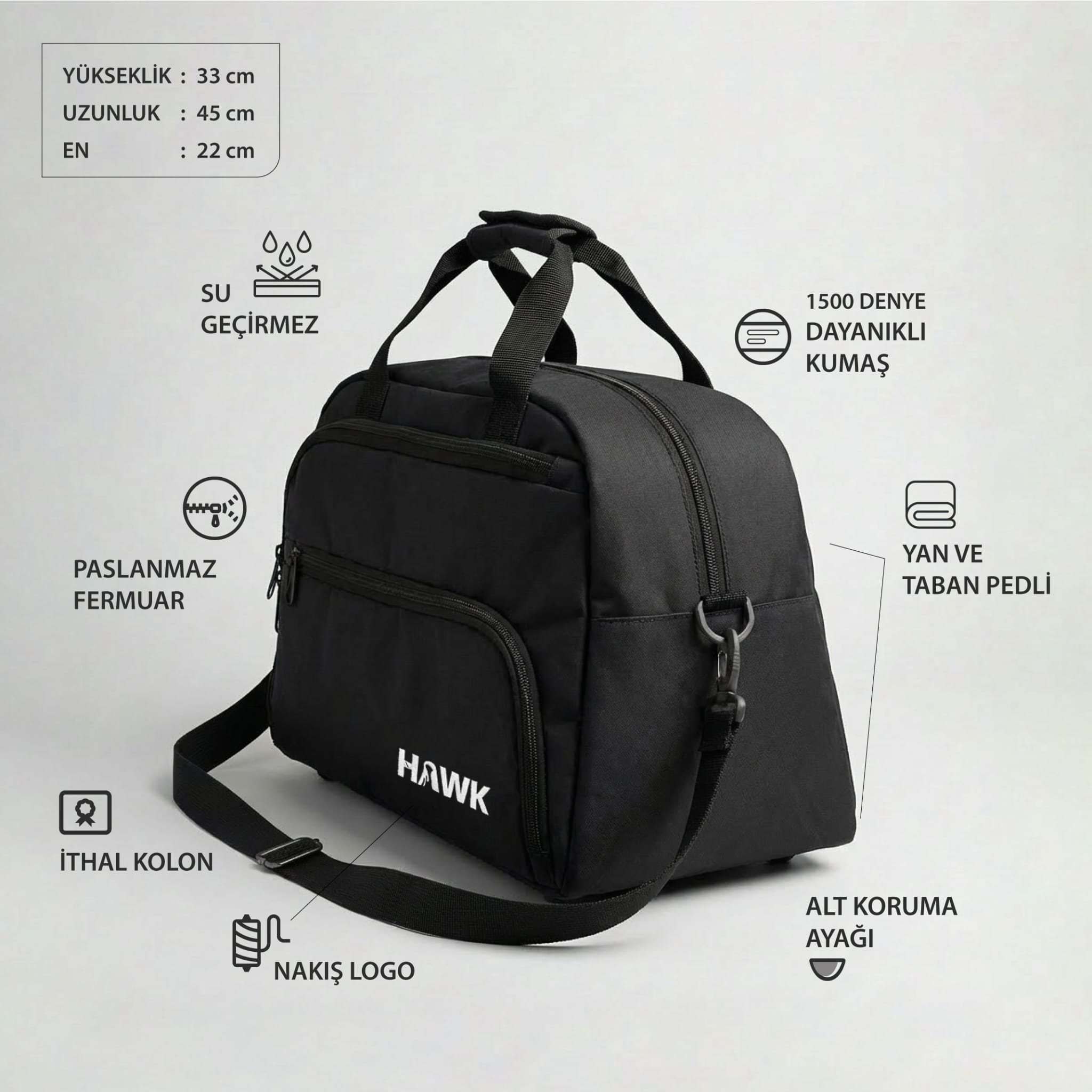 Unisex Çok Gözlü El Omuz Valiz Seyahat Çantası Spor Gym Valiz Çok Amaçlı Çanta Siyah