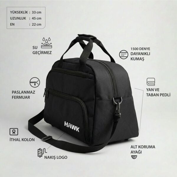 Unisex Çok Gözlü El Omuz Valiz Seyahat Çantası Spor Gym Valiz Çok Amaçlı Çanta Siyah