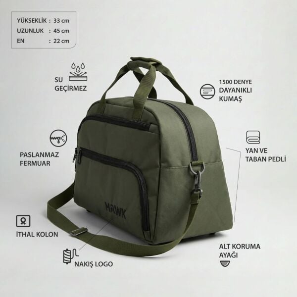 Unisex Çok Gözlü El Omuz Valiz Seyahat Çantası Spor Gym Valiz Çok Amaçlı Çanta Yeşil