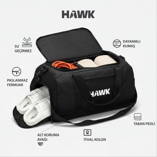 Spor Ayakkabı Gözlü Gym Fıtness Valiz Seyahat Çok Amaçlı El Ve Omuz Valizi Siyah