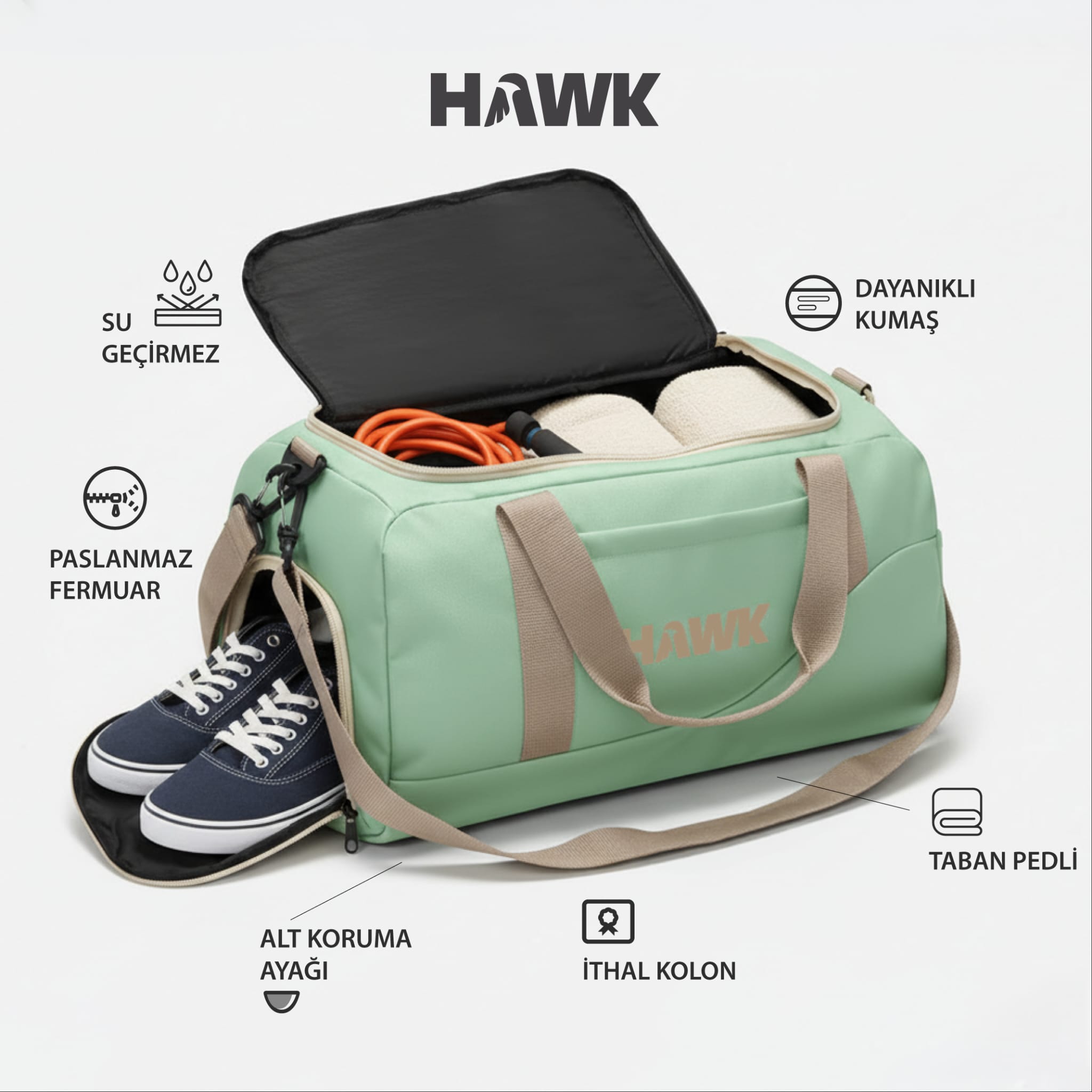 Spor Ayakkabı Gözlü Gym Fıtness Valiz Seyahat Çok Amaçlı El Ve Omuz Valizi Yeşil