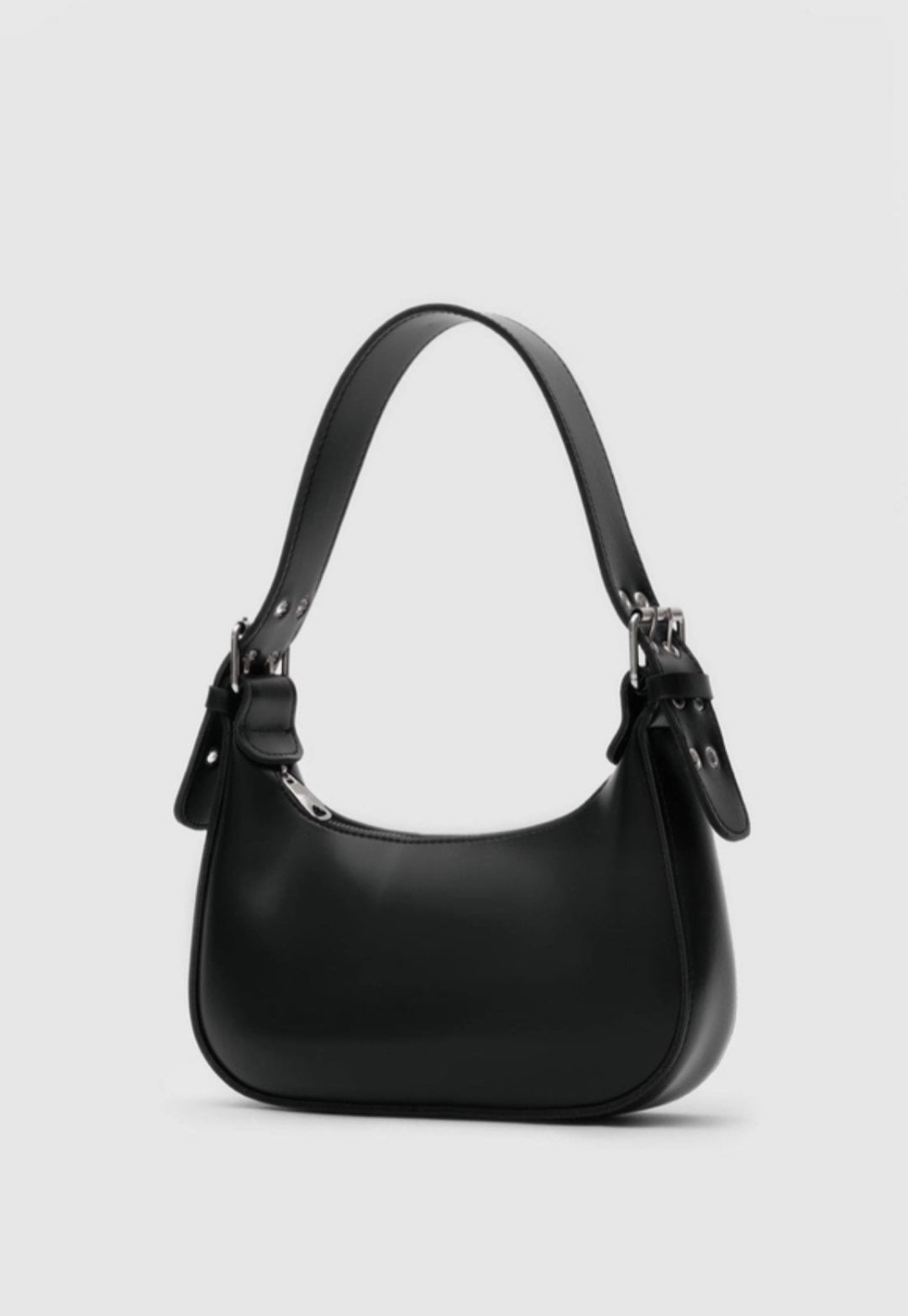 Oval Baget Çanta Siyah