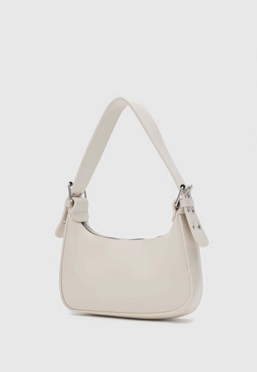 Oval Baget Çanta Krem