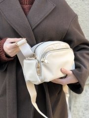 Bol Gözlü Çapraz Askılı Çanta Krem