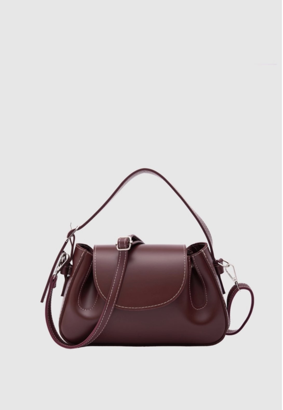 Oval Çapraz Çanta Bordo
