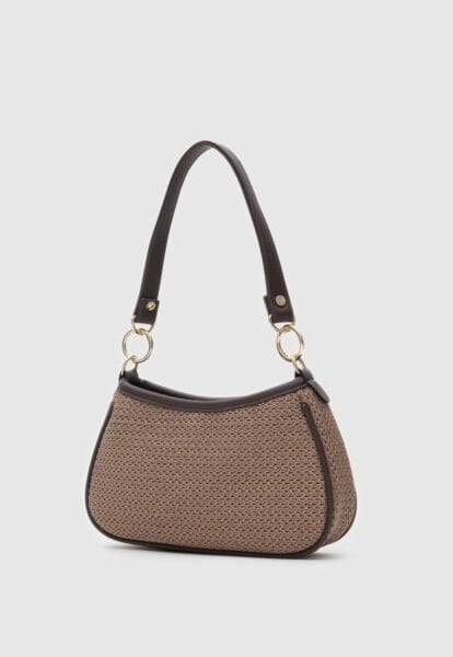 Hasır Görünümlü Baget Ve Çapraz Çanta Vizon