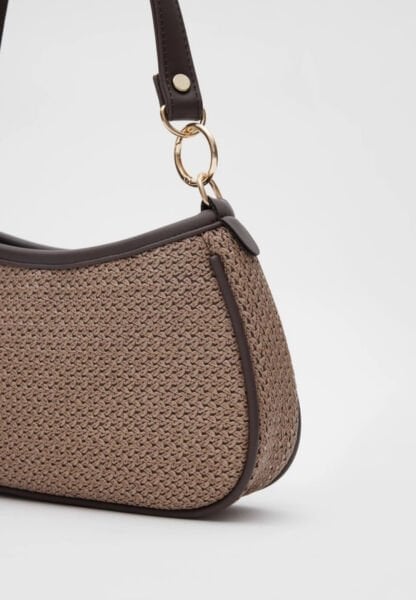 Hasır Görünümlü Baget Ve Çapraz Çanta Vizon