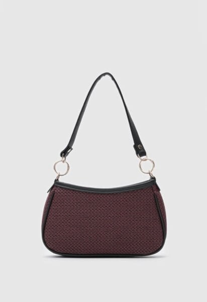 Hasır Görünümlü Baget Ve Çapraz Çanta Bordo