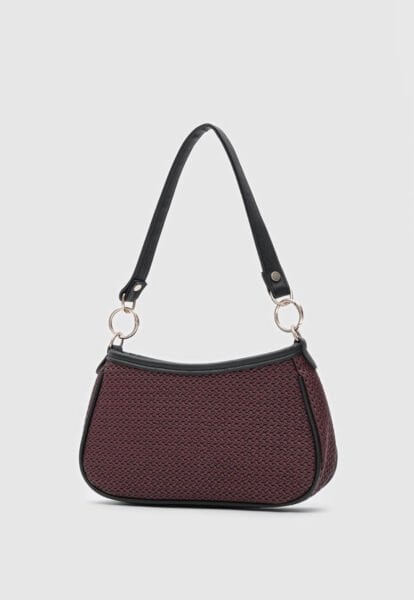 Hasır Görünümlü Baget Ve Çapraz Çanta Bordo
