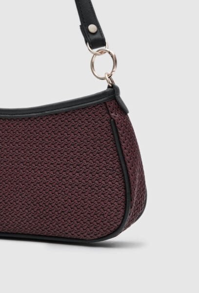 Hasır Görünümlü Baget Ve Çapraz Çanta Bordo