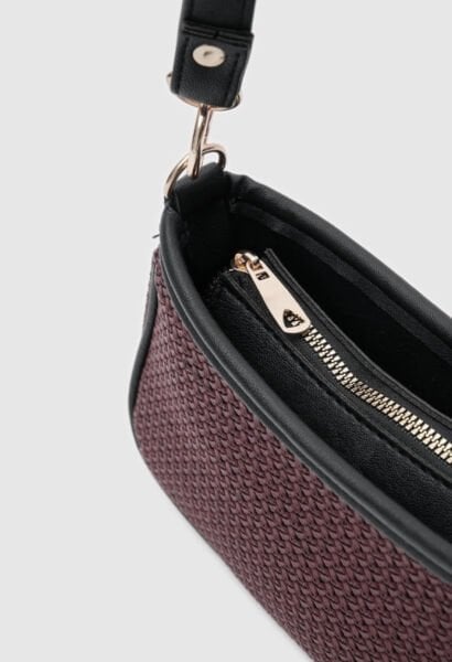 Hasır Görünümlü Baget Ve Çapraz Çanta Bordo