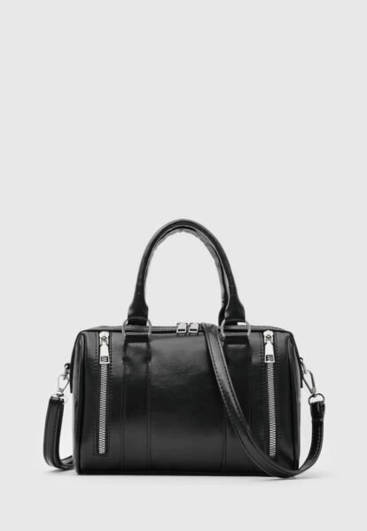 Fermuar Detaylı El Ve Çapraz Çanta Siyah