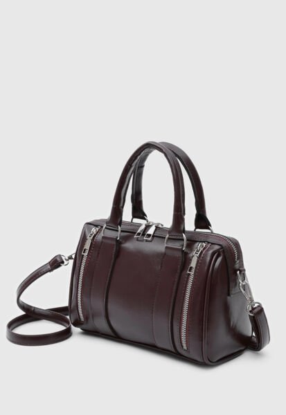 Fermuar Detaylı El Ve Çapraz Çanta Mürdüm